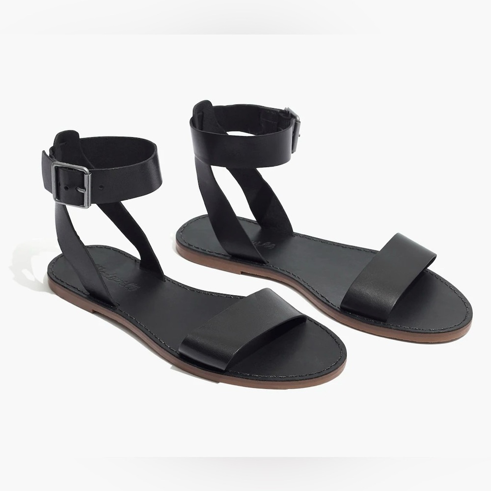 Madewell The Boardwalk Ankle-Strap Size 8M True Black Style: H5717 EUC